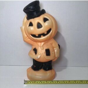 1969 Empire Halloween Blow Mold Jack O Lantern Pumpkin Scarecrow 14" + Light Up